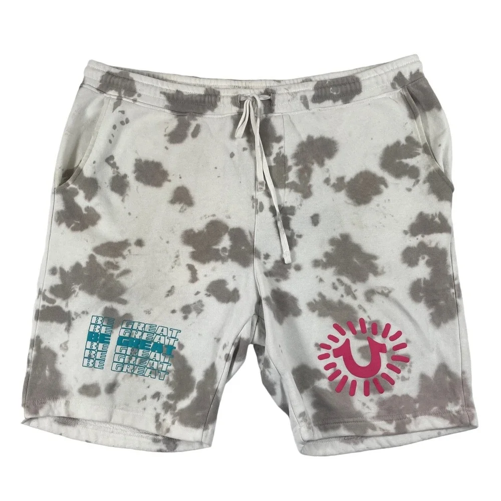 True Religion X Kida The Great Tie Dye Drawstring Sweat Shorts Mens 2XL XXL